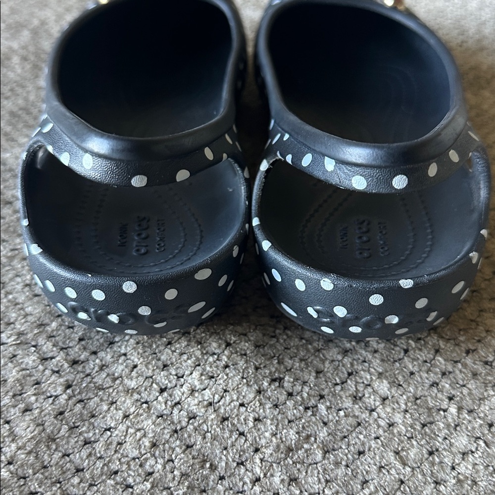 CROCS size 10 Black & White Polka Dot Minnie Mouse Kadee Flats - Picture 5 of 11